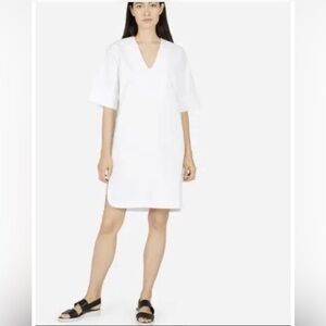 Everlane poplin white cotton V-Neck dress size 8